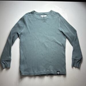 American Giant Mens Waffle Knit Thermal Long Sleeve Shirt Blue Men’s Size M